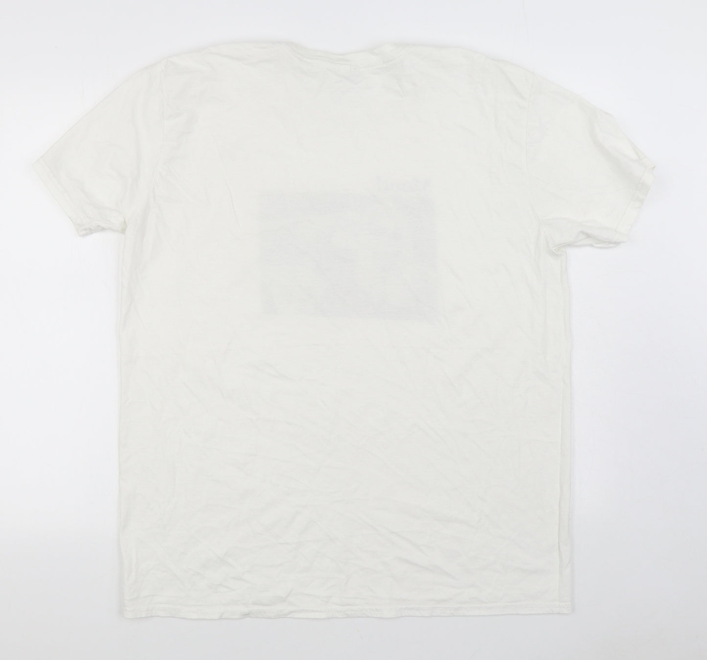 Gildan Womens White 100% Cotton Basic T-Shirt Size XL Round Neck