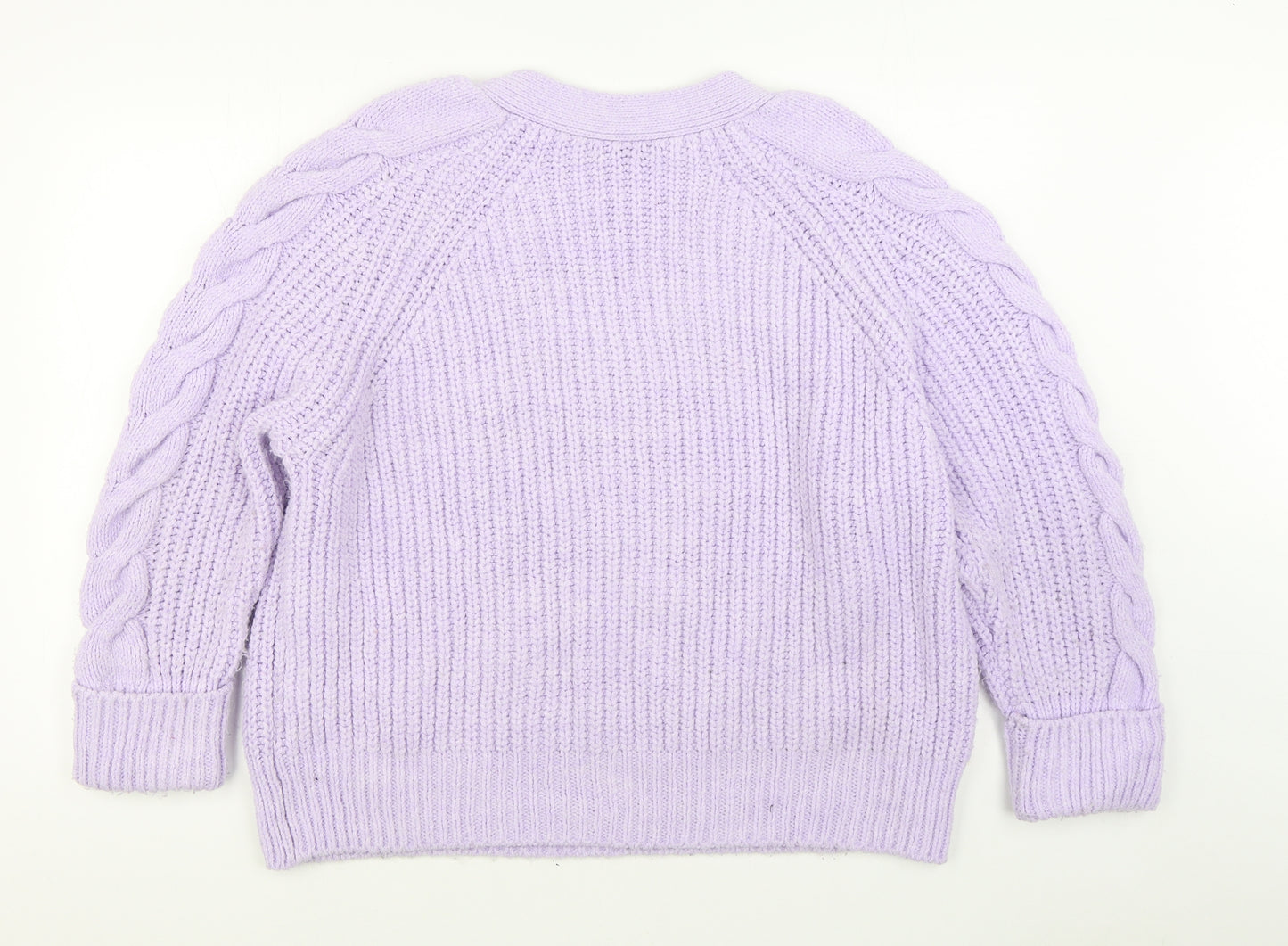 Marks and Spencer Womens Purple V-Neck Acrylic Pullover Jumper Size L