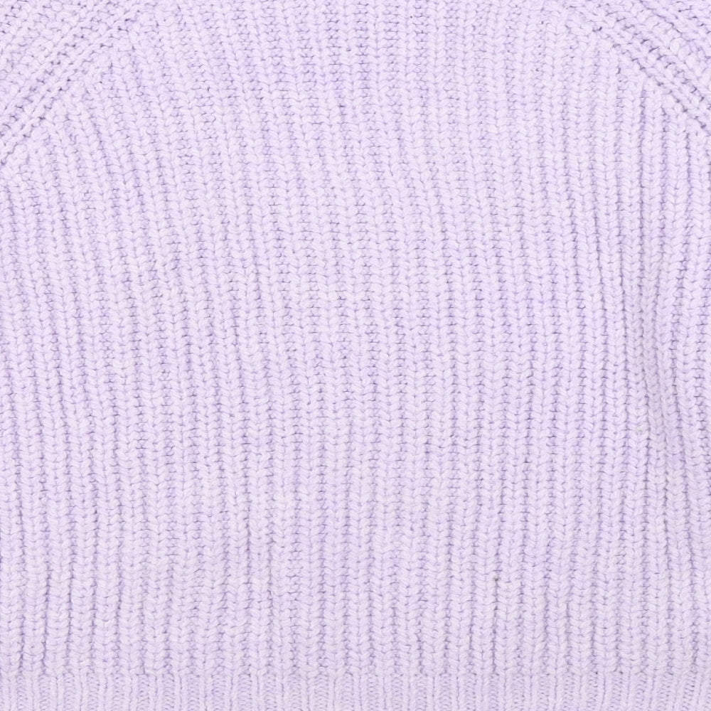 Marks and Spencer Womens Purple V-Neck Acrylic Pullover Jumper Size L