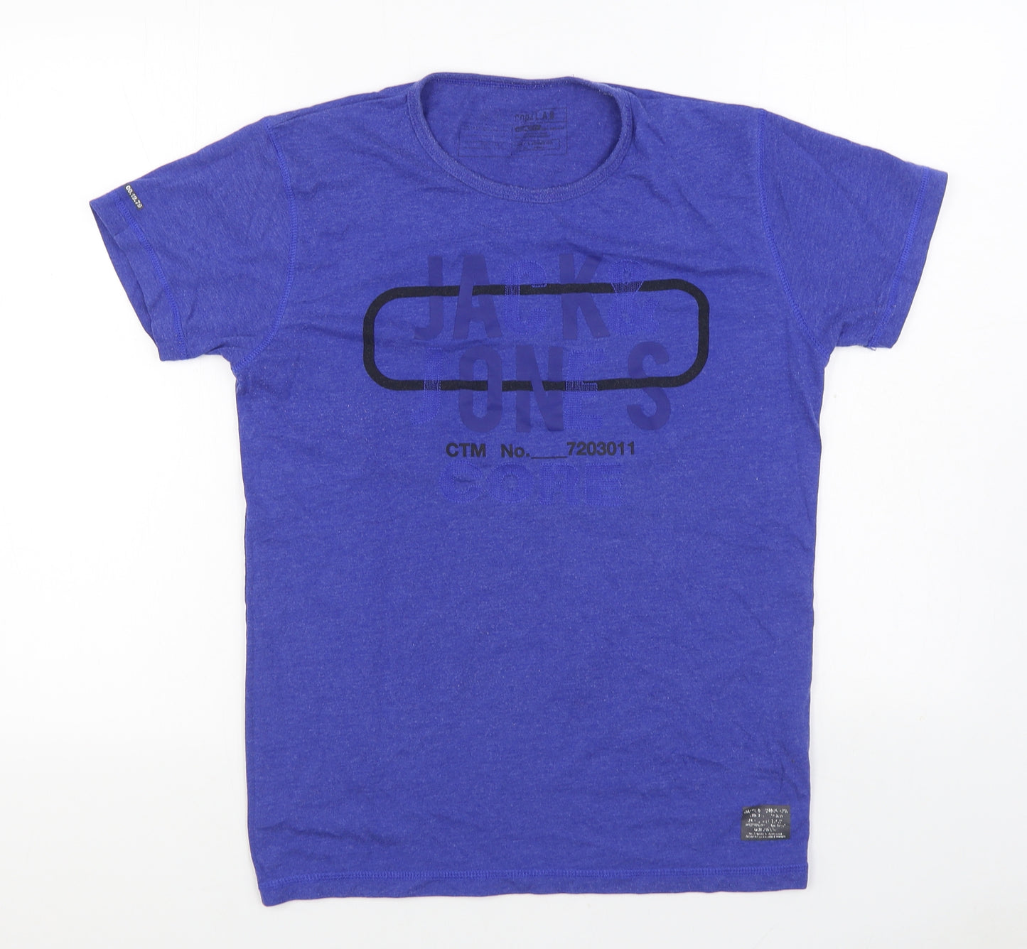 JACK & JONES Mens Blue Cotton T-Shirt Size M Round Neck