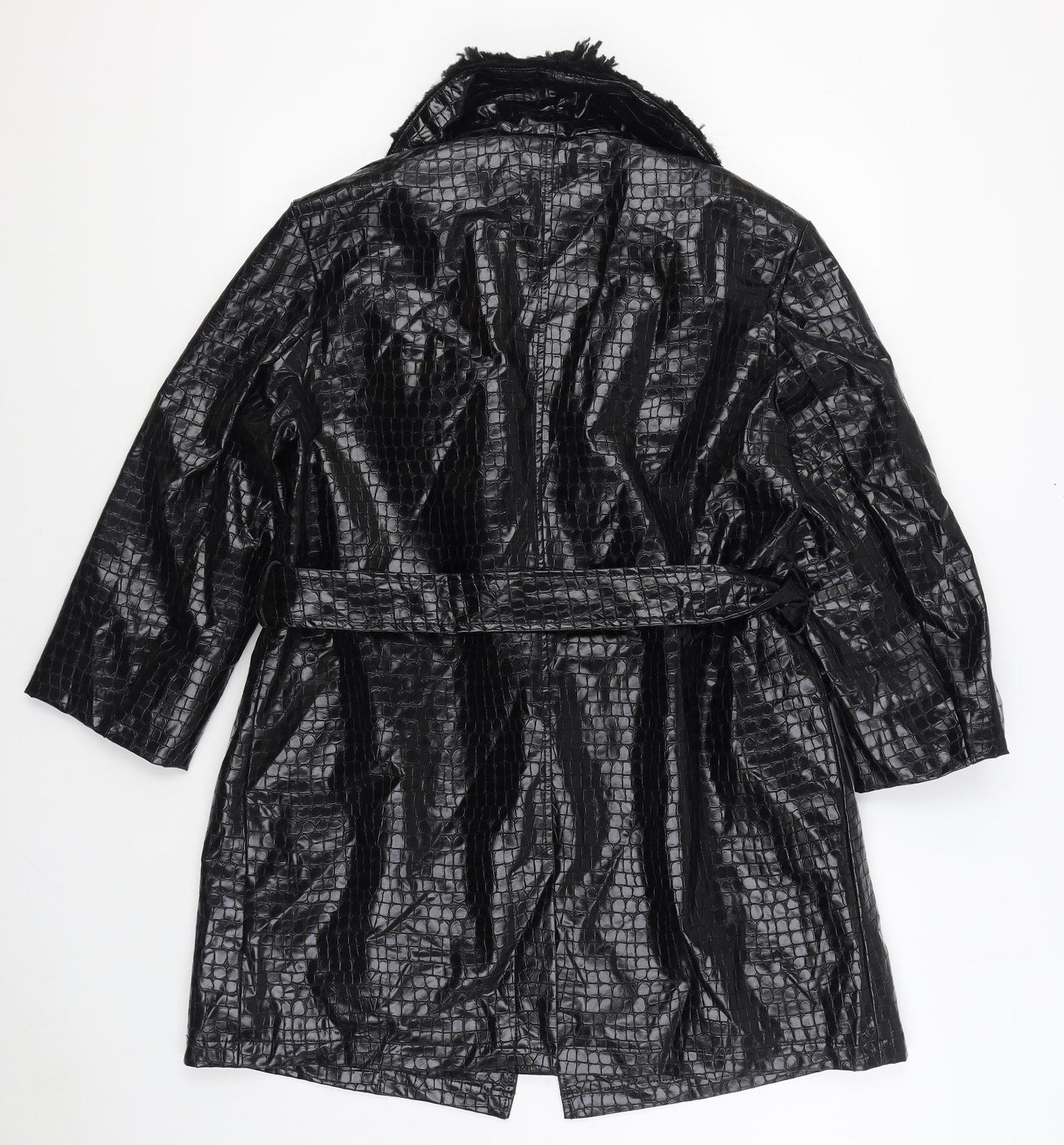 ASOS Womens Black Animal Print Overcoat Coat Size 12 Button