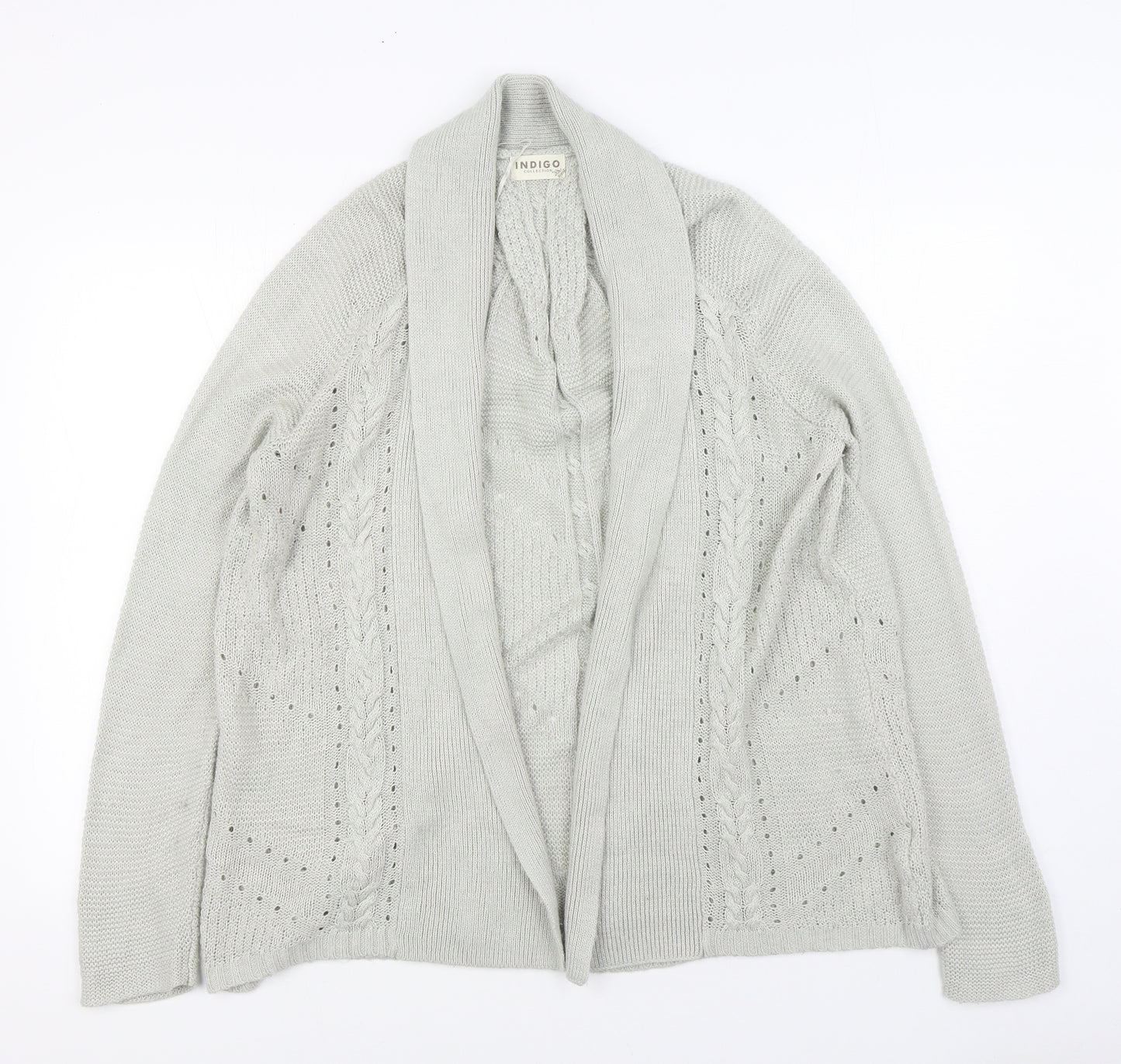 Marks and Spencer Womens Grey V-Neck Acrylic Cardigan Jumper Size 14