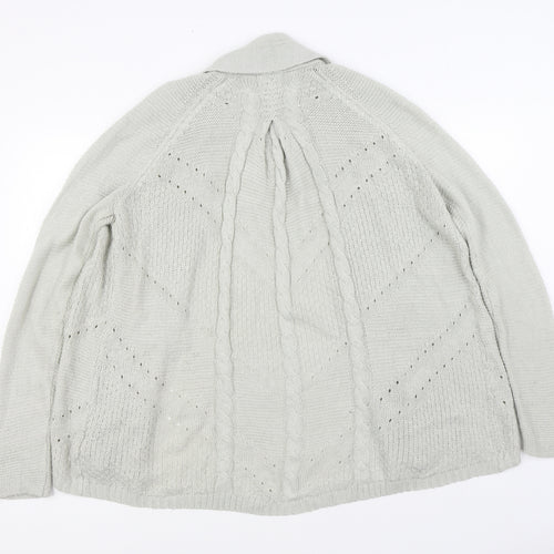 Marks and Spencer Womens Grey V-Neck Acrylic Cardigan Jumper Size 14