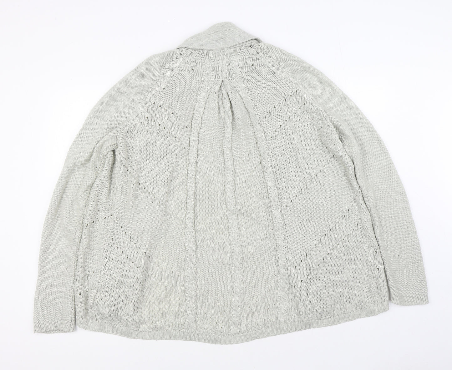 Marks and Spencer Womens Grey V-Neck Acrylic Cardigan Jumper Size 14