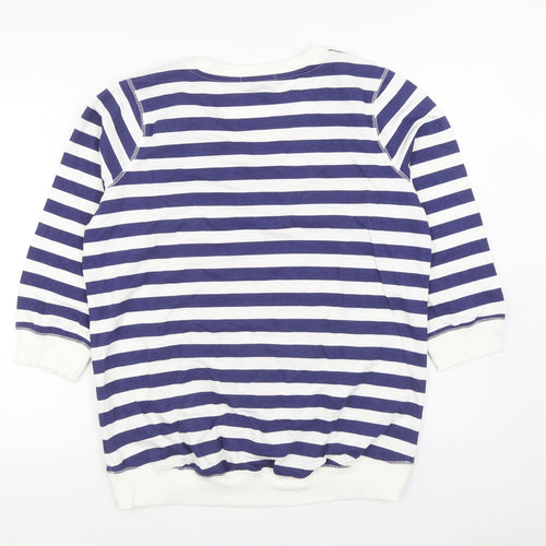 George Womens Blue Striped Cotton Pullover Sweatshirt Size 16 Pullover
