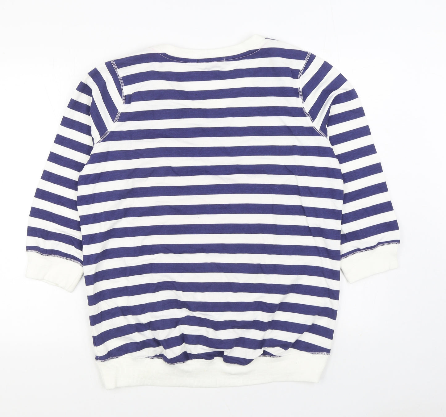 George Womens Blue Striped Cotton Pullover Sweatshirt Size 16 Pullover