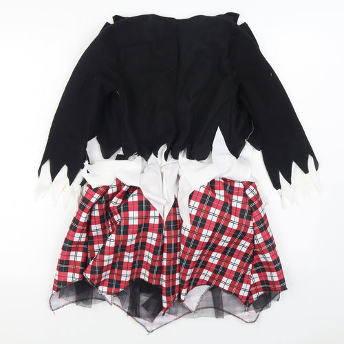 Hallow Scream Girls Black Plaid Polyester Skater Dress Size 10-11 Years Round Neck Hook & Loop - Costume