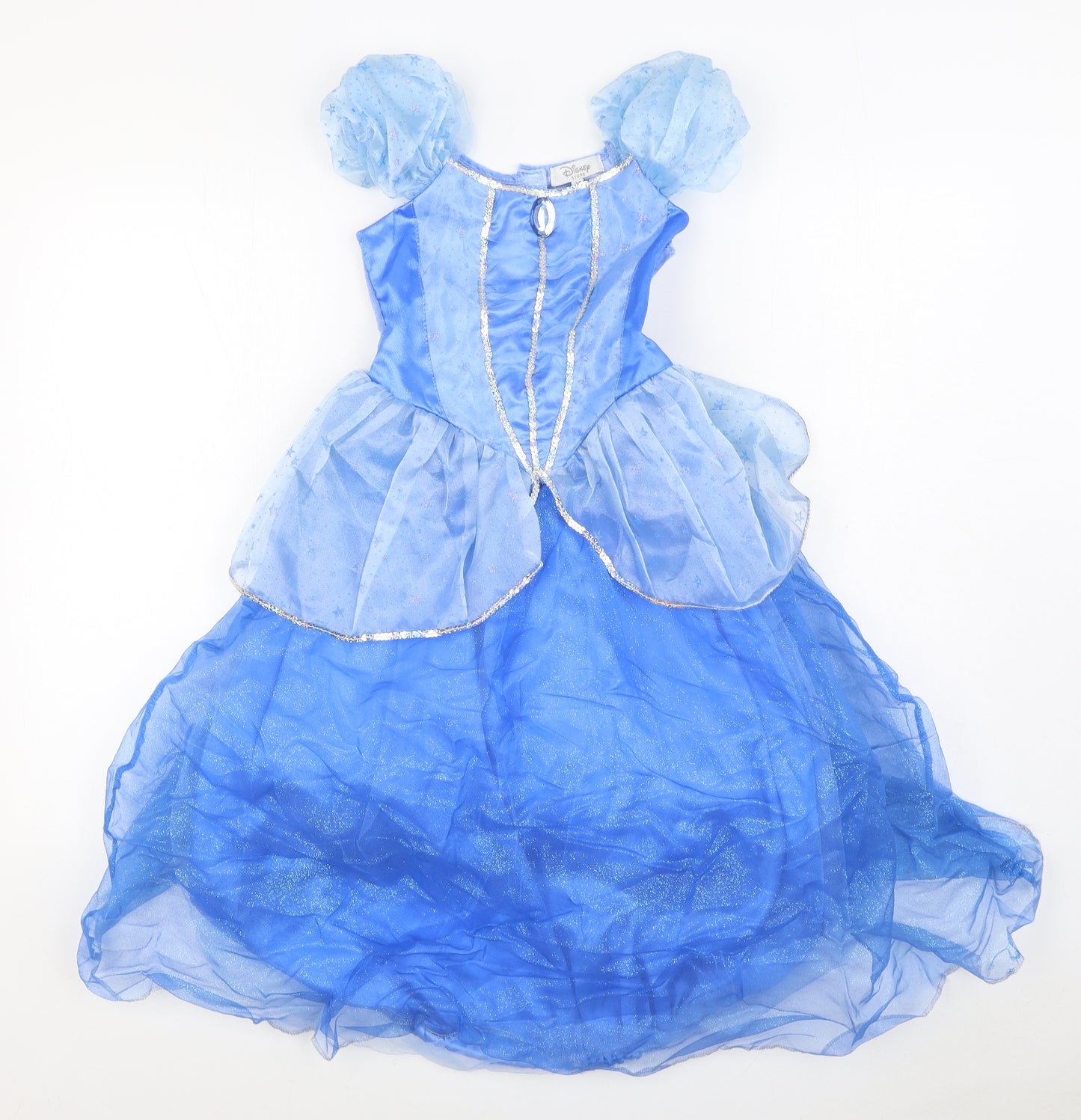 Disney Store Girls Blue Polyester Ball Gown Size 7-8 Years Boat Neck Hook & Loop - Cinderella