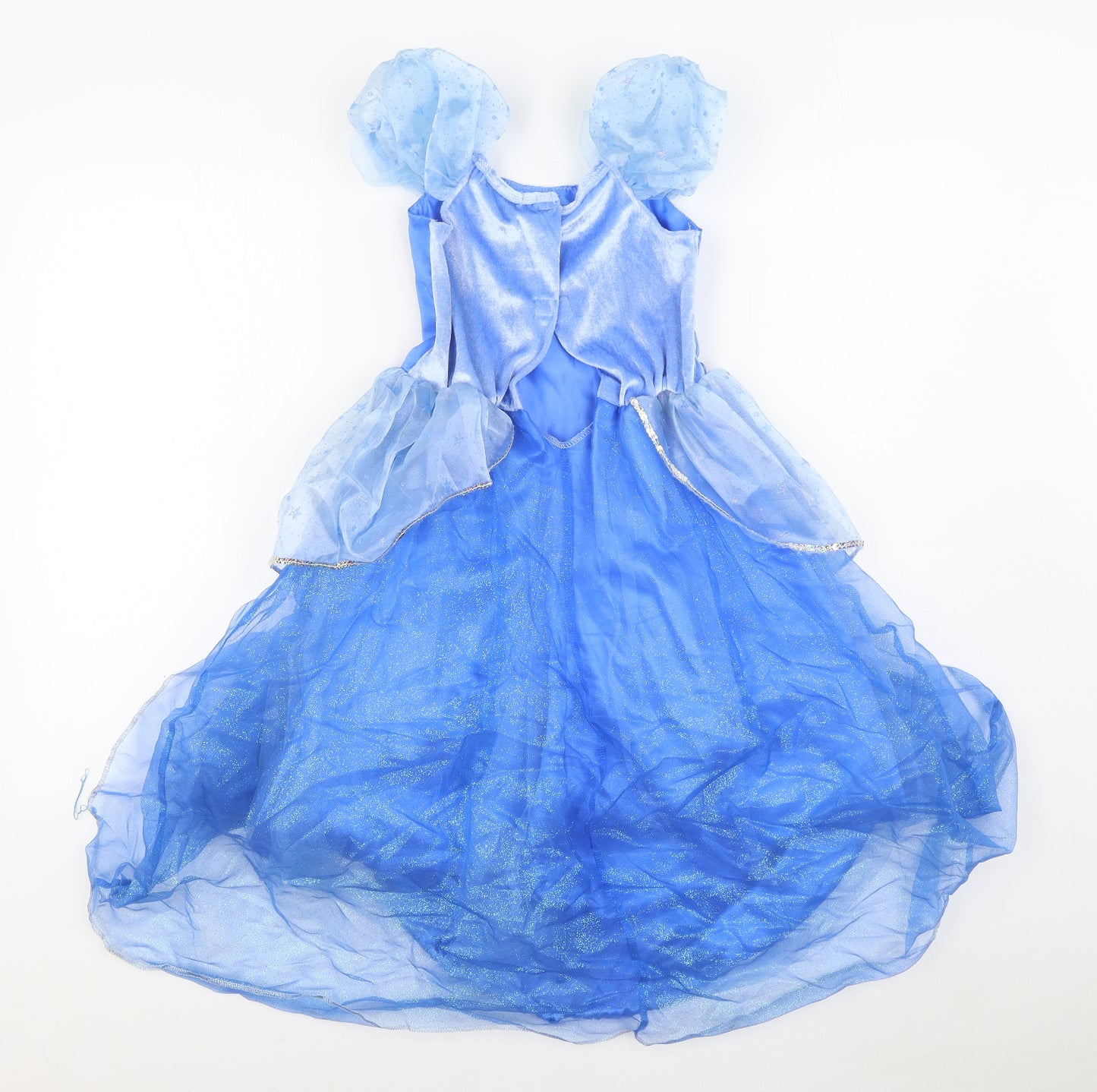 Disney Store Girls Blue Polyester Ball Gown Size 7-8 Years Boat Neck Hook & Loop - Cinderella