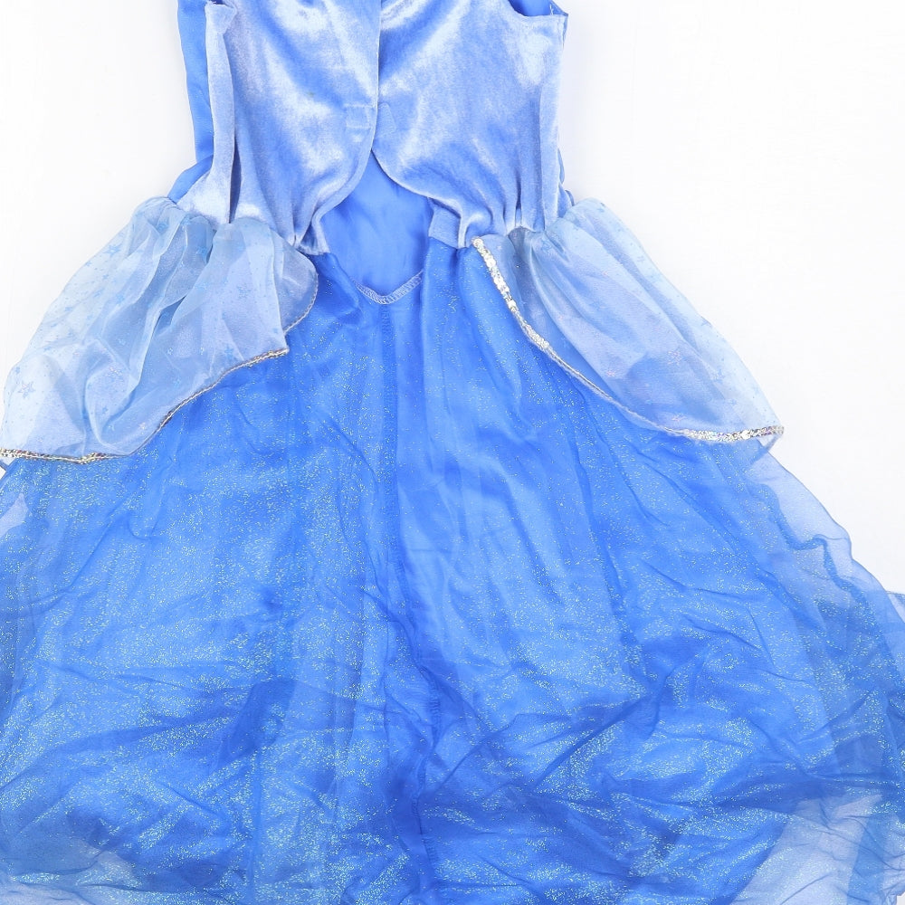 Disney Store Girls Blue Polyester Ball Gown Size 7-8 Years Boat Neck Hook & Loop - Cinderella