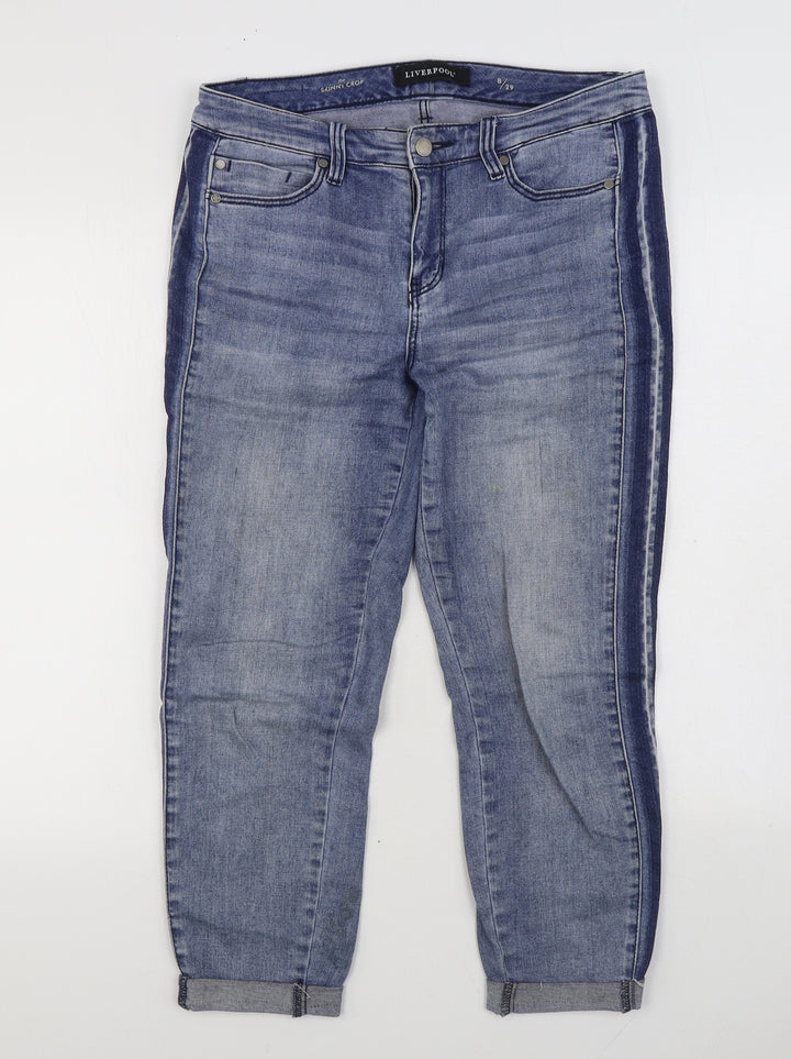 Liverpool Womens Blue Cotton Straight Jeans Size 12 L24 in Regular Zip