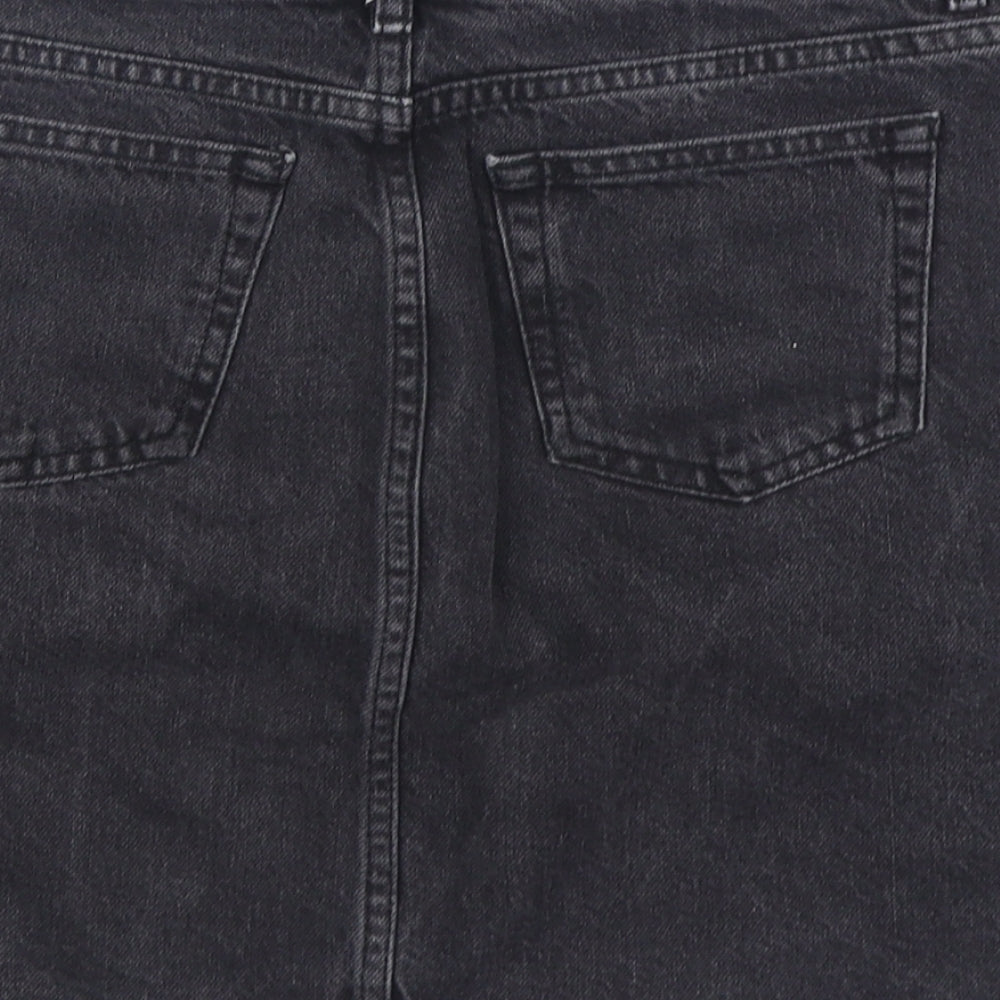 Topshop Womens Black Cotton A-Line Skirt Size 28 in Zip