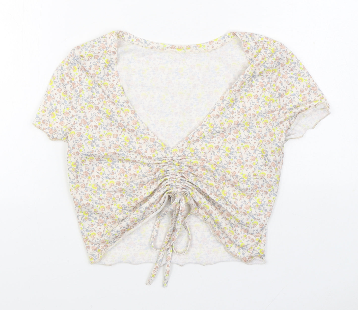 SheIn Womens Multicoloured Floral Polyester Basic Blouse Size M V-Neck