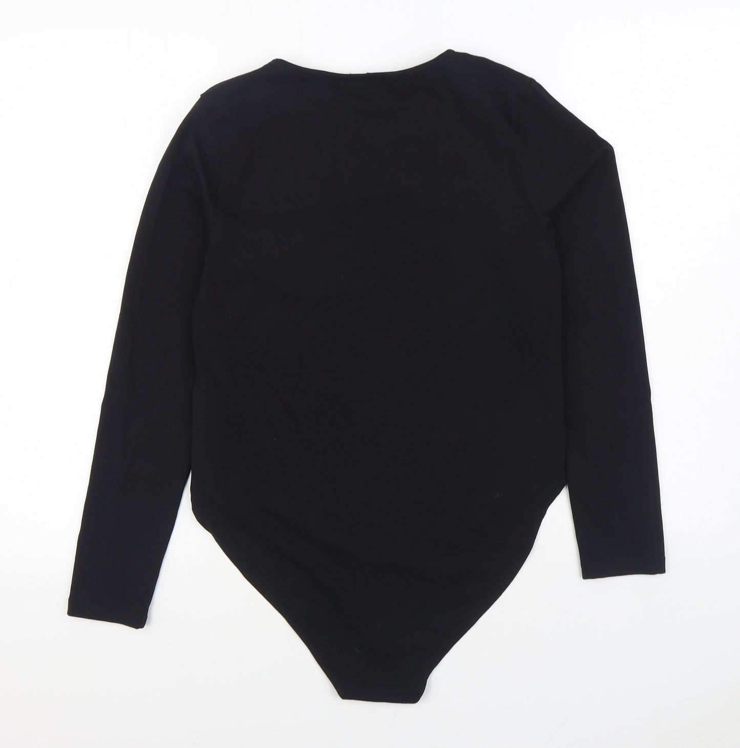 New Look Womens Black Cotton Bodysuit One-Piece Size 16 Button