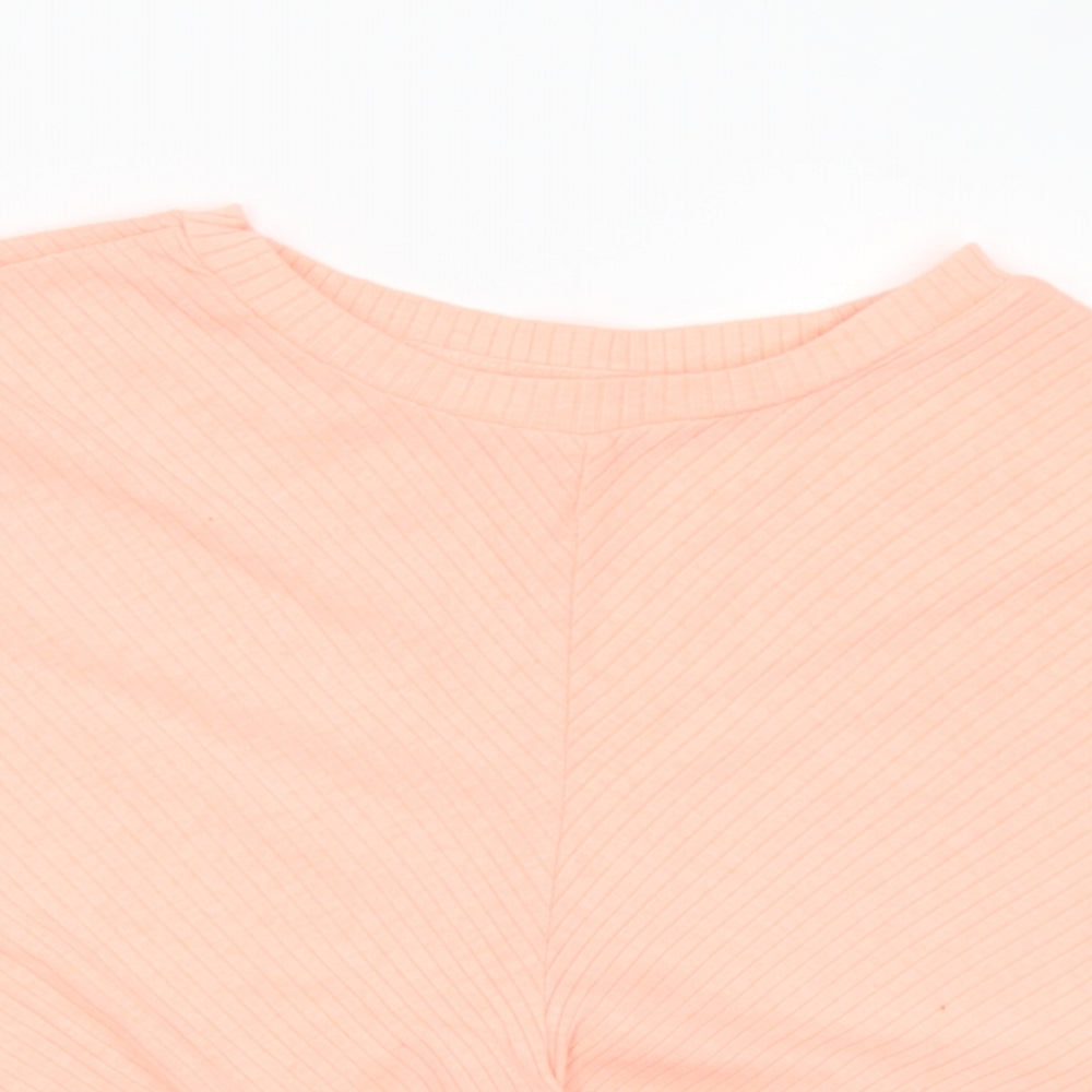 Dunnes Stores Girls Orange Polyester Basic T-Shirt Size 9-10 Years Round Neck