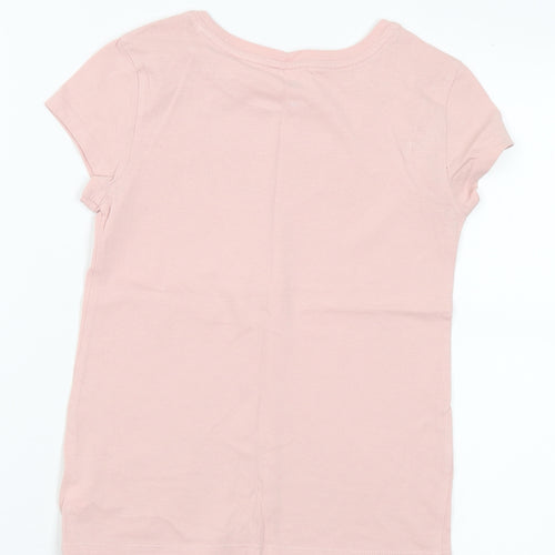 Gap Girls Pink Geometric Cotton Basic T-Shirt Size 8-9 Years Round Neck - NYC