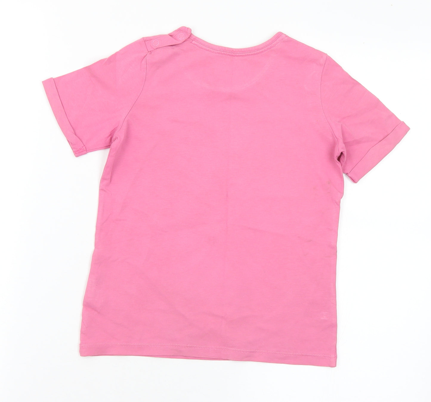 Marks and Spencer Girls Pink Cotton Basic T-Shirt Size 6-7 Years Round Neck - Hello Kitty