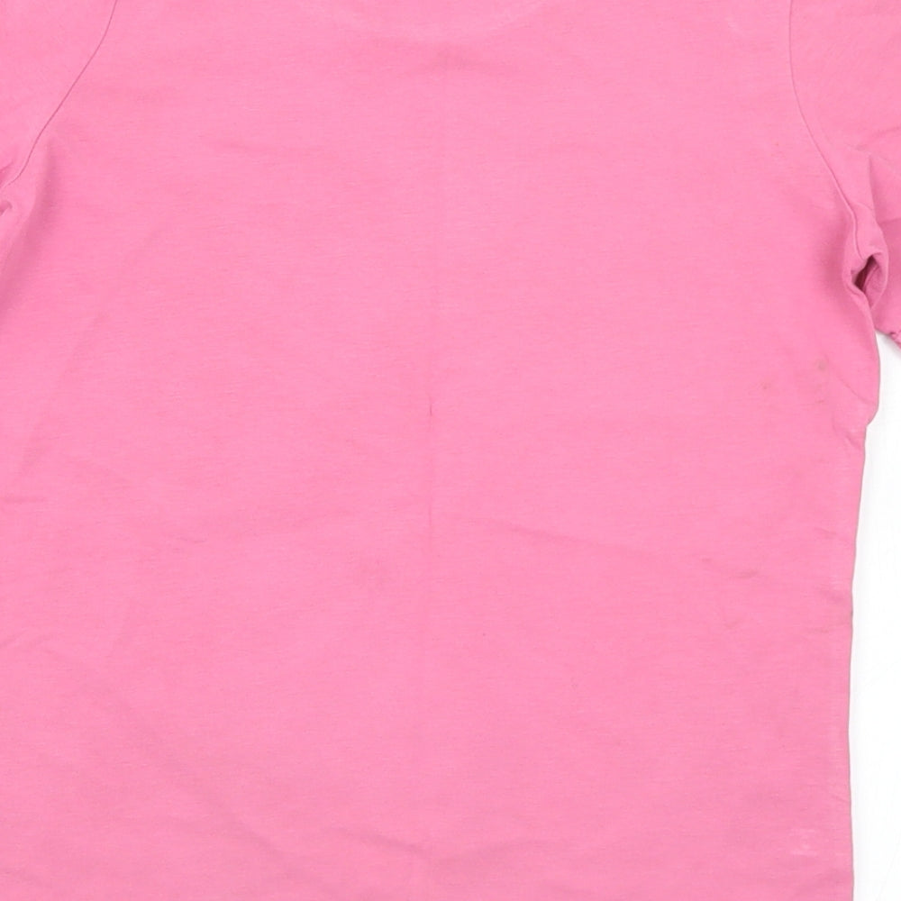 Marks and Spencer Girls Pink Cotton Basic T-Shirt Size 6-7 Years Round Neck - Hello Kitty