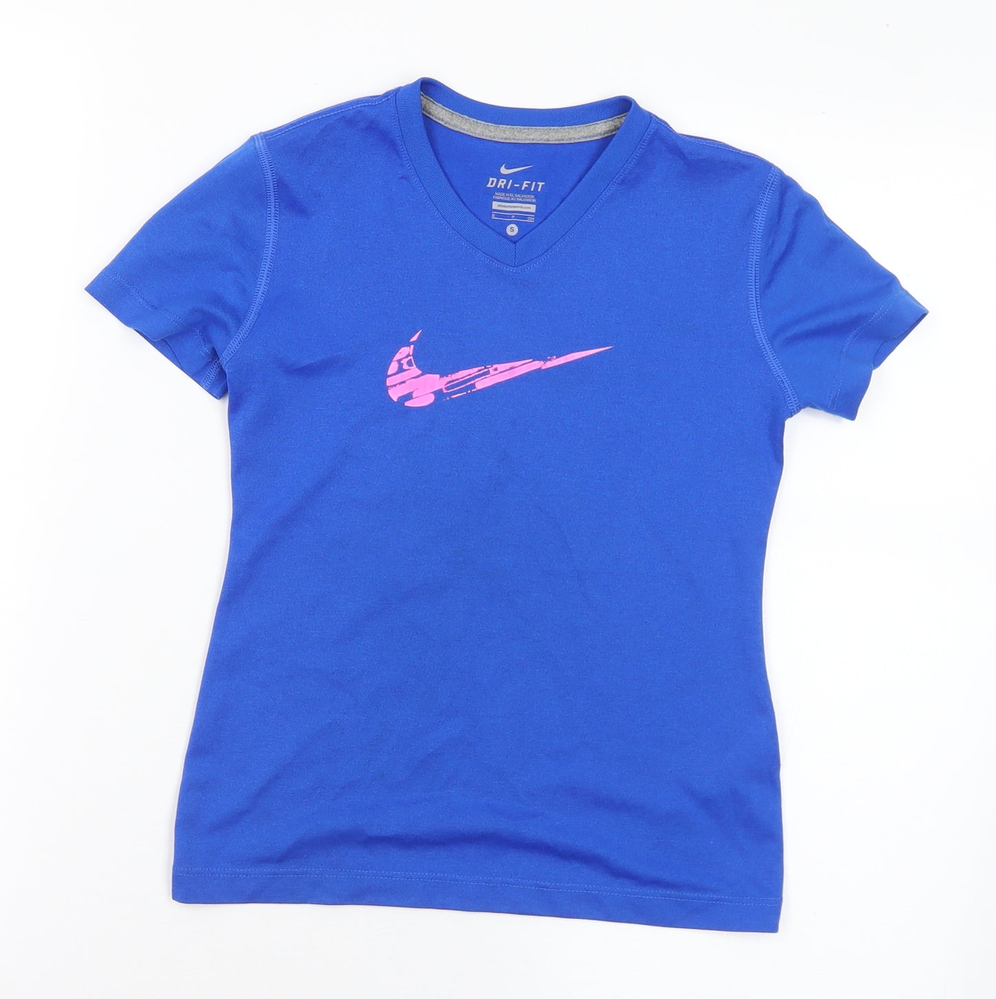 Nike Girls Black Polyester Basic T-Shirt Size S V-Neck - Nike