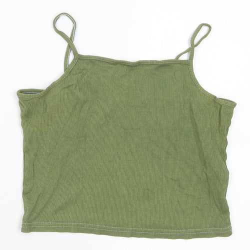 New Look Girls Green Cotton Camisole Tank Size 12-13 Years Square Neck