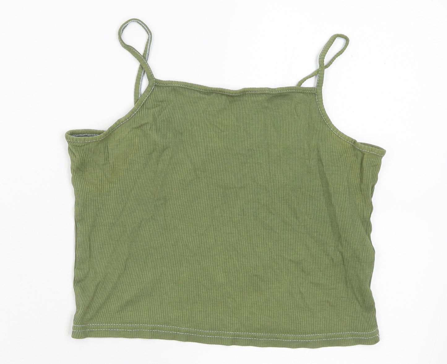 New Look Girls Green Cotton Camisole Tank Size 12-13 Years Square Neck