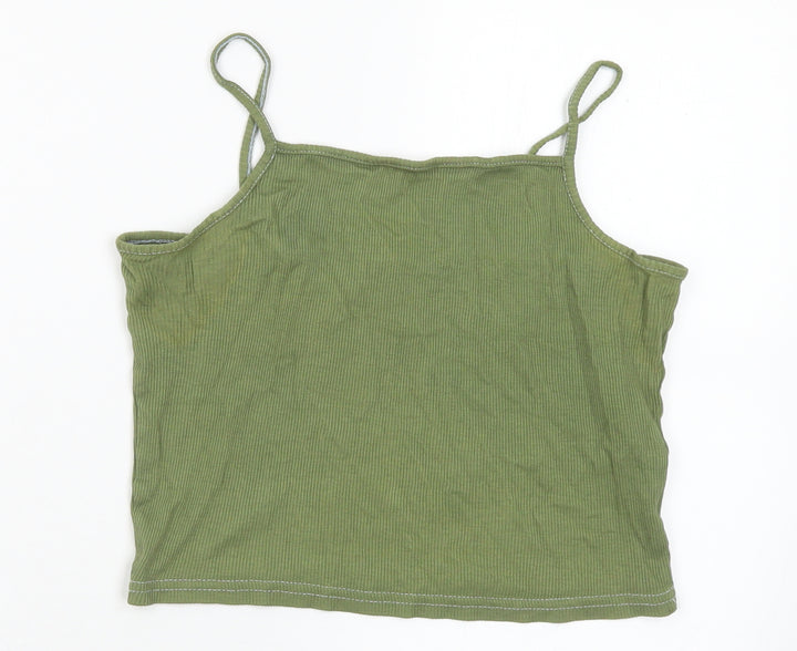 New Look Girls Green Cotton Camisole Tank Size 12-13 Years Square Neck