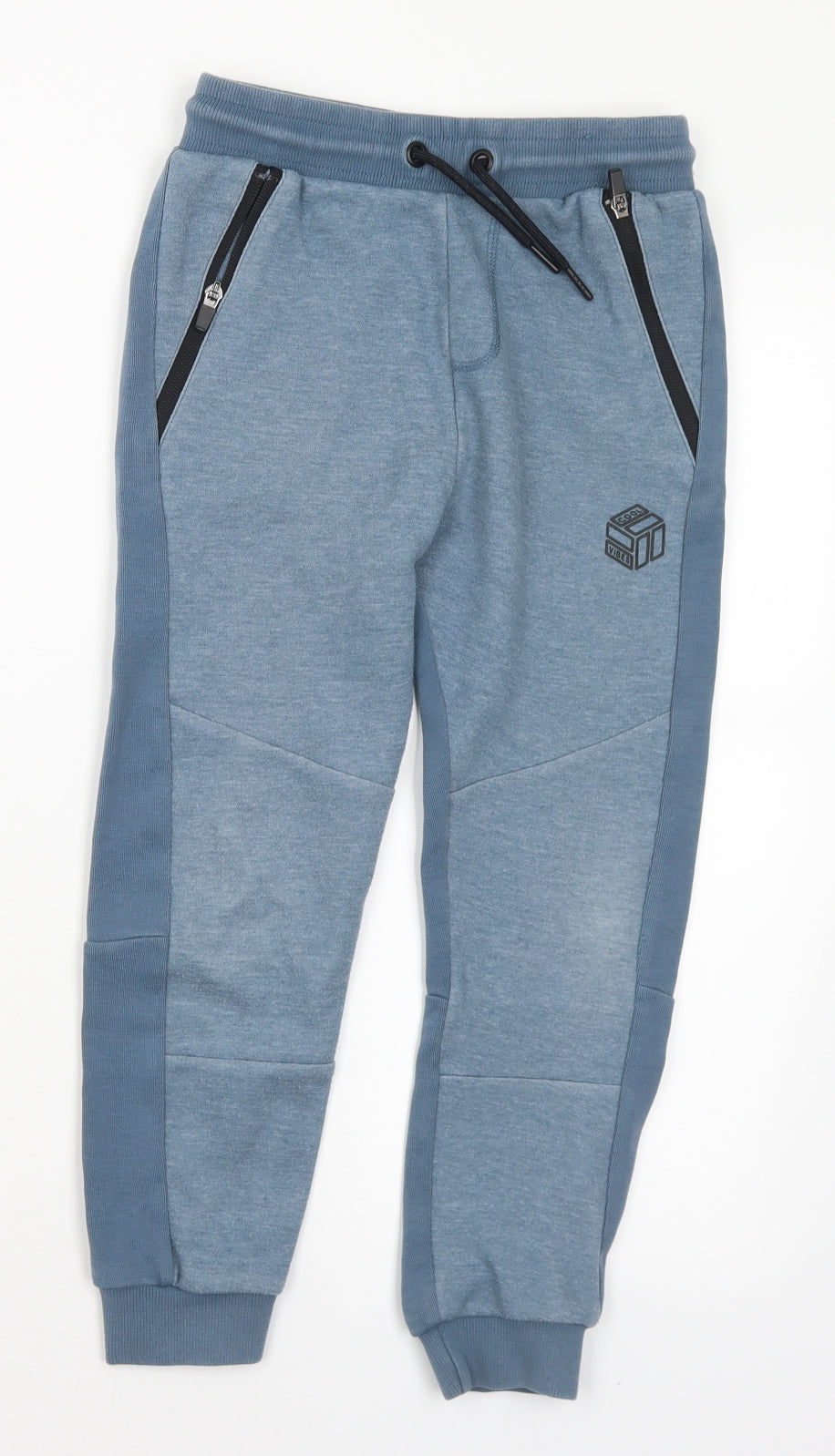 F&F Boys Blue Polyester Jogger Trousers Size 7-8 Years Regular Drawstring