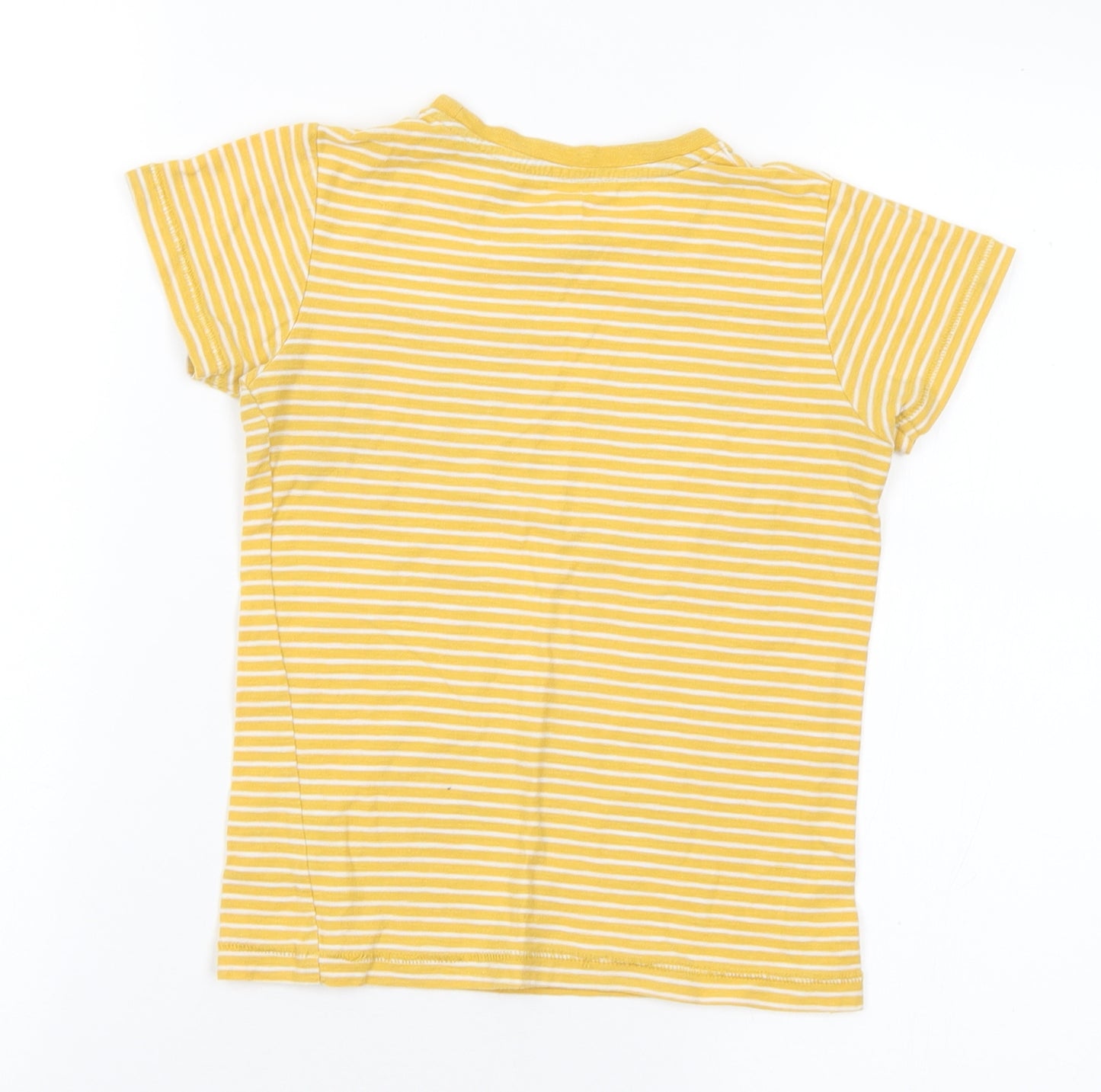 Matalan Boys Yellow Striped Cotton Basic T-Shirt Size 5-6 Years Crew Neck