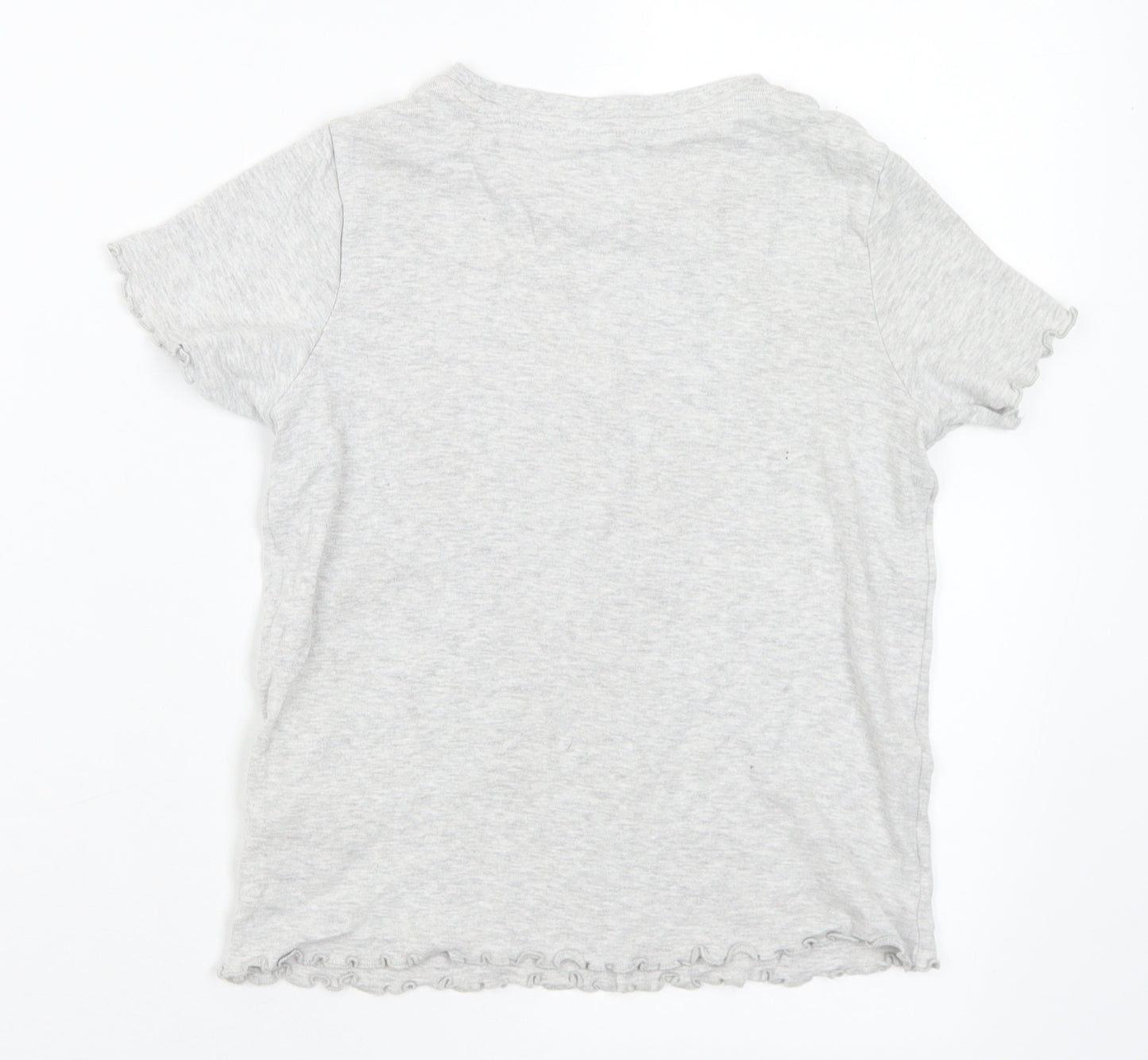 Marks and Spencer Girls Grey Cotton Basic T-Shirt Size 7-8 Years Round Neck - Malibu