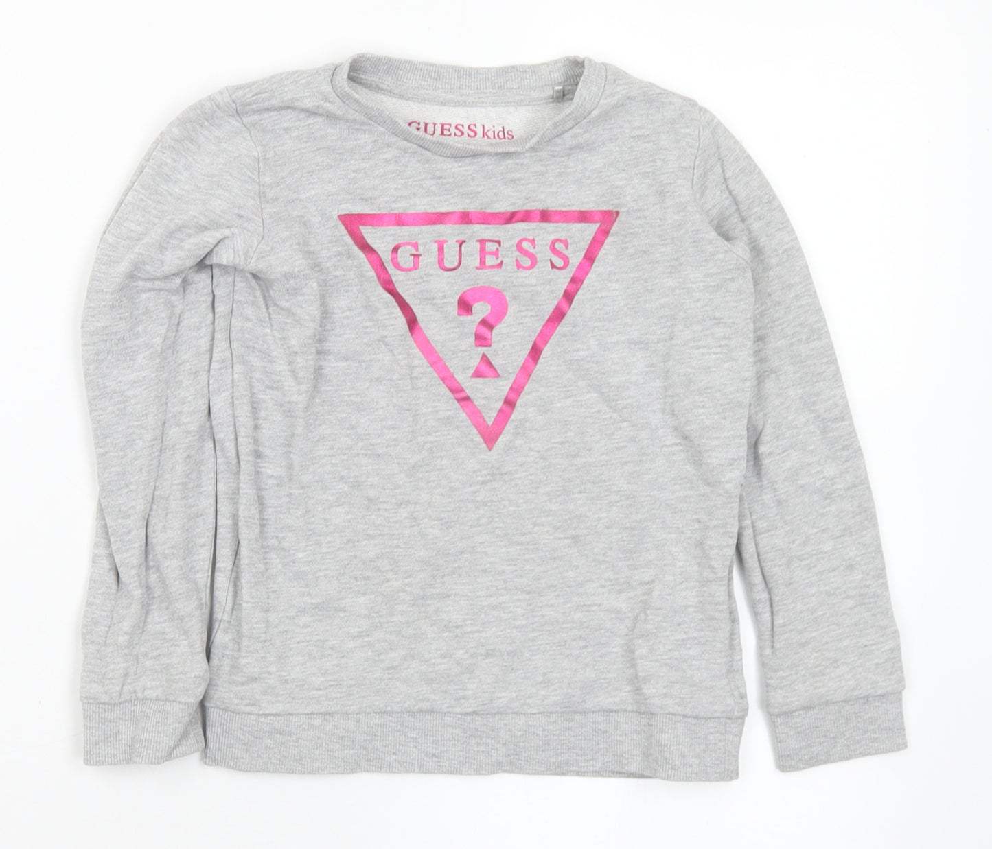GUESS Girls Grey Cotton Pullover Sweatshirt Size 6 Years - Logo