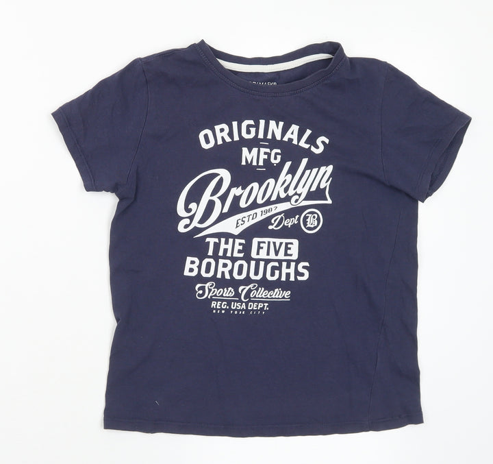 Primark Boys Blue Polyester Basic T-Shirt Size 8-9 Years Crew Neck - Brooklyn
