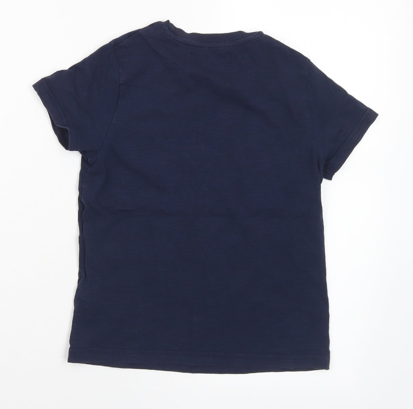 Marks and Spencer Boys Blue Cotton Basic T-Shirt Size 6-7 Years Crew Neck