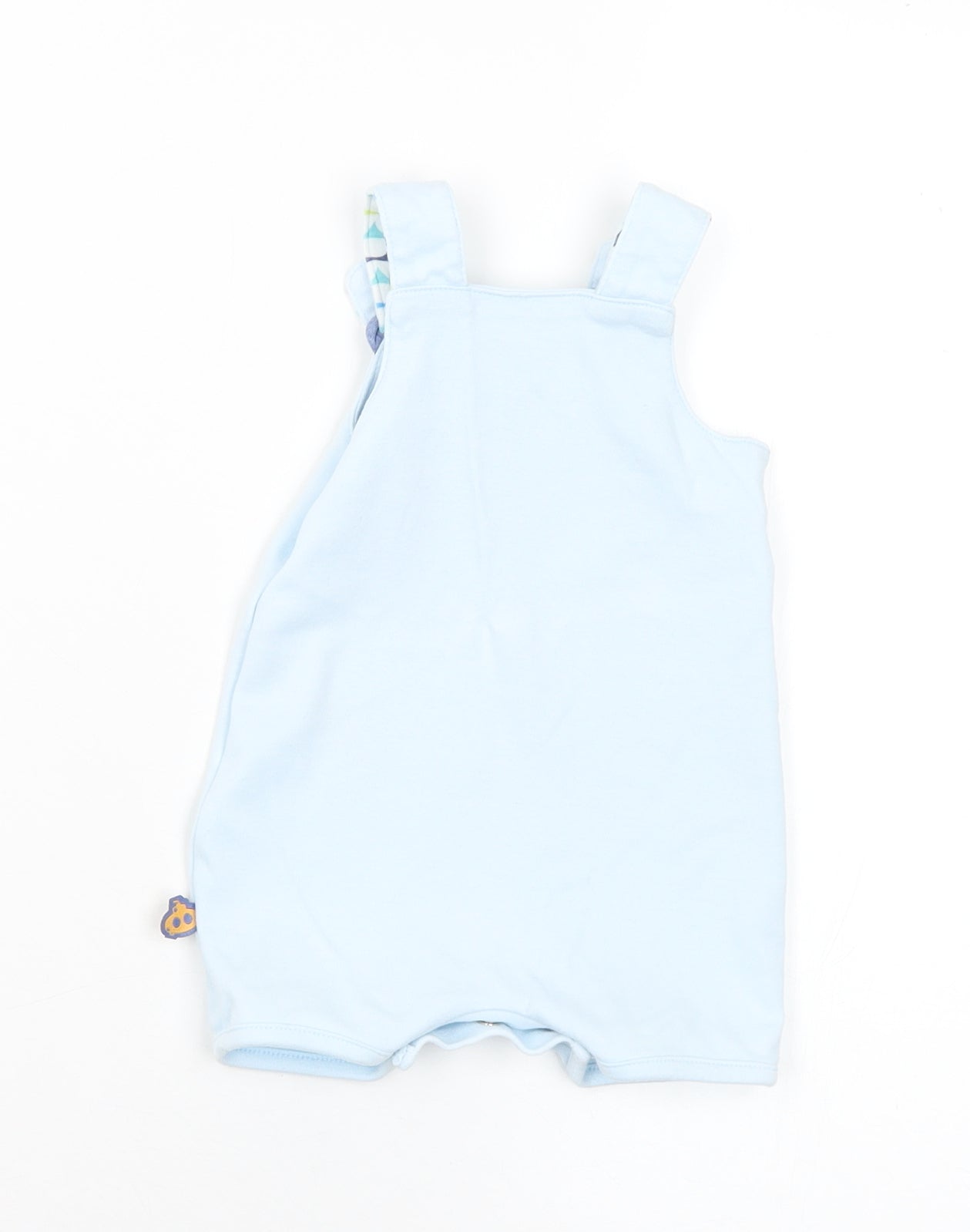 Marks and Spencer Baby Blue Geometric Cotton Dungaree One-Piece Size 3-6 Months Button
