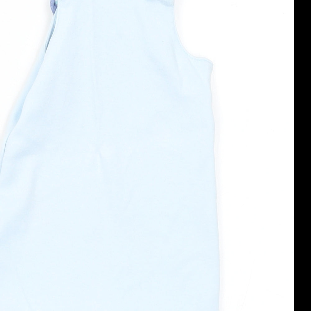 Marks and Spencer Baby Blue Geometric Cotton Dungaree One-Piece Size 3-6 Months Button