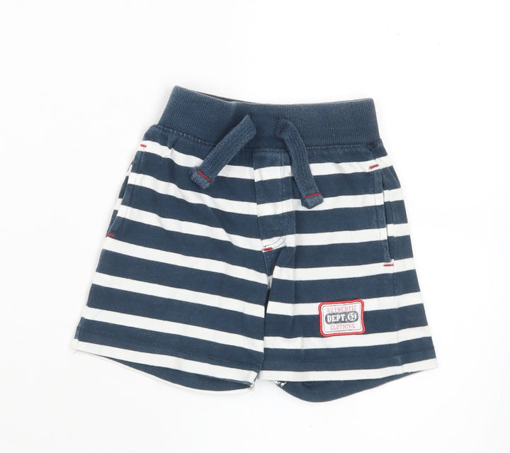 Dunnes Stores Boys Blue Striped Cotton Cropped Trousers Size 12-18 Months