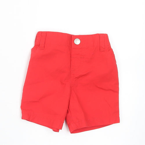 F&F Boys Red Cotton Cropped Trousers Size 0-3 Months Snap