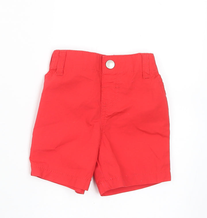 F&F Boys Red Cotton Cropped Trousers Size 0-3 Months Snap