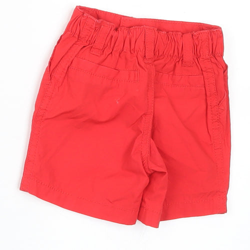 F&F Boys Red Cotton Cropped Trousers Size 0-3 Months Snap