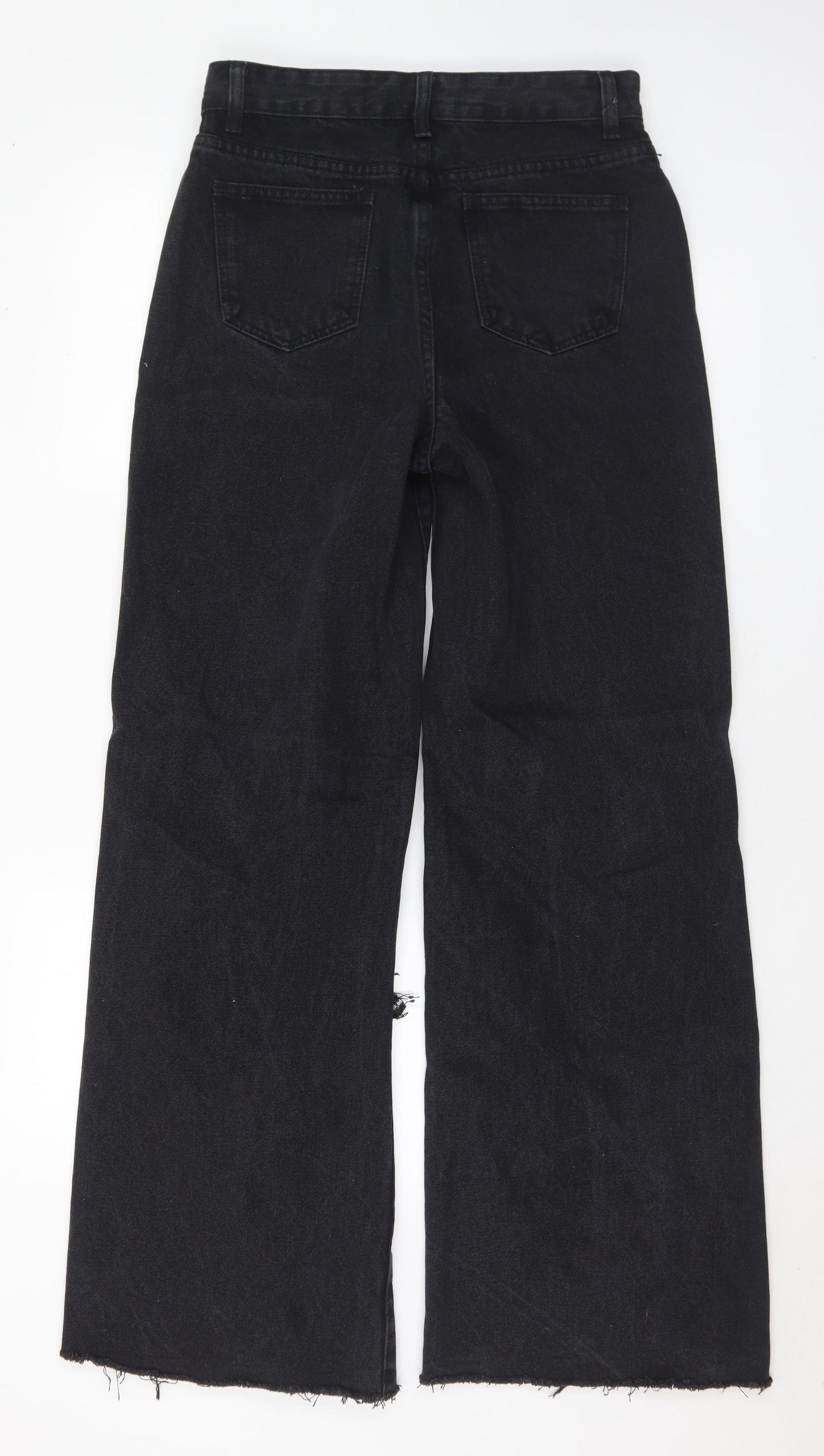 SheIn Womens Black Cotton Wide-Leg Jeans Size S L32 in Regular Button