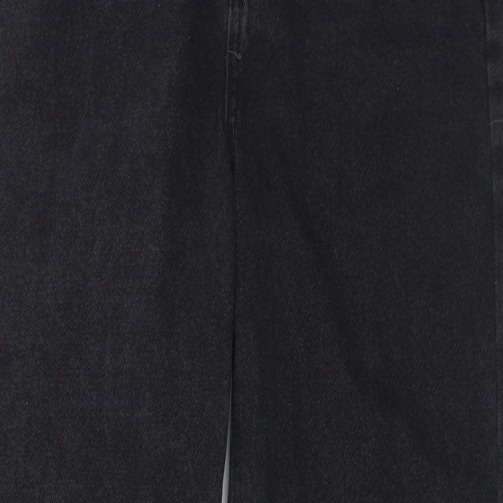 SheIn Womens Black Cotton Wide-Leg Jeans Size S L32 in Regular Button