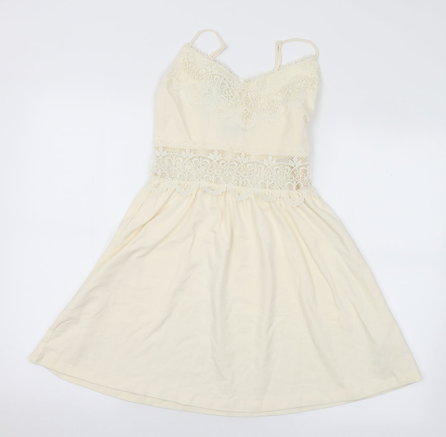 Topshop Womens Ivory Cotton Skater Dress Size 8 Sweetheart