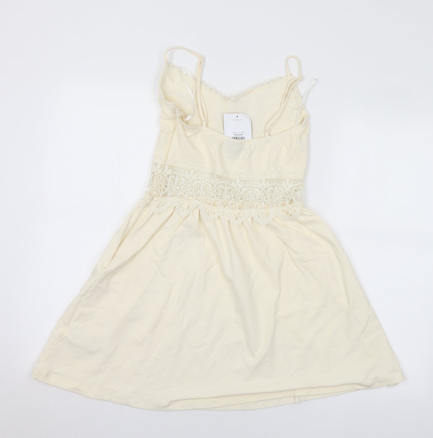 Topshop Womens Ivory Cotton Skater Dress Size 8 Sweetheart