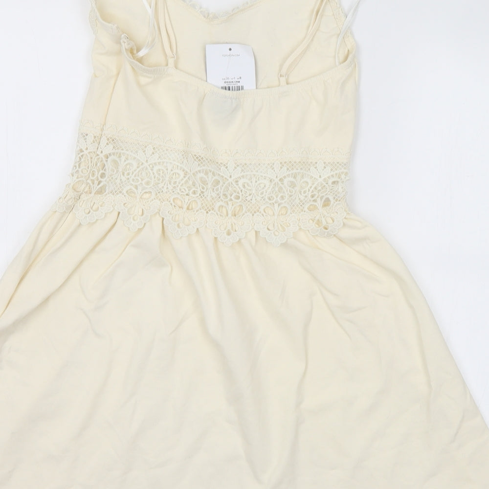 Topshop Womens Ivory Cotton Skater Dress Size 8 Sweetheart