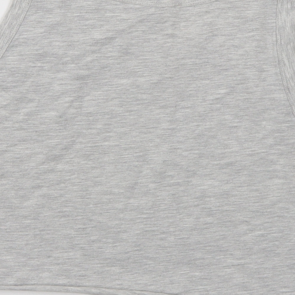 Primark Womens Grey Polyester Cropped Tank Size 12 Round Neck - Slogan 12-14