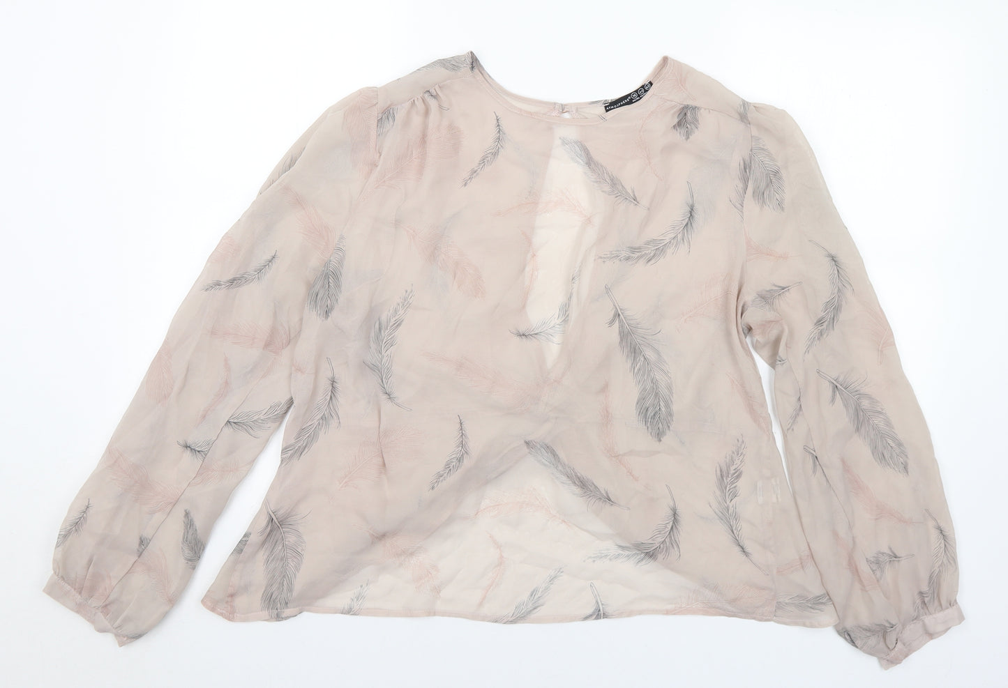 Primark Womens Multicoloured Floral Polyester Basic Blouse Size 16 Round Neck - Sheer