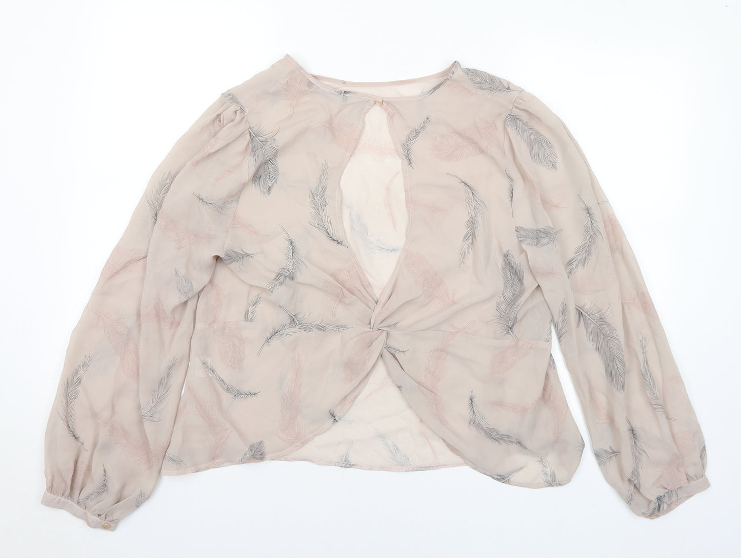 Primark Womens Multicoloured Floral Polyester Basic Blouse Size 16 Round Neck - Sheer