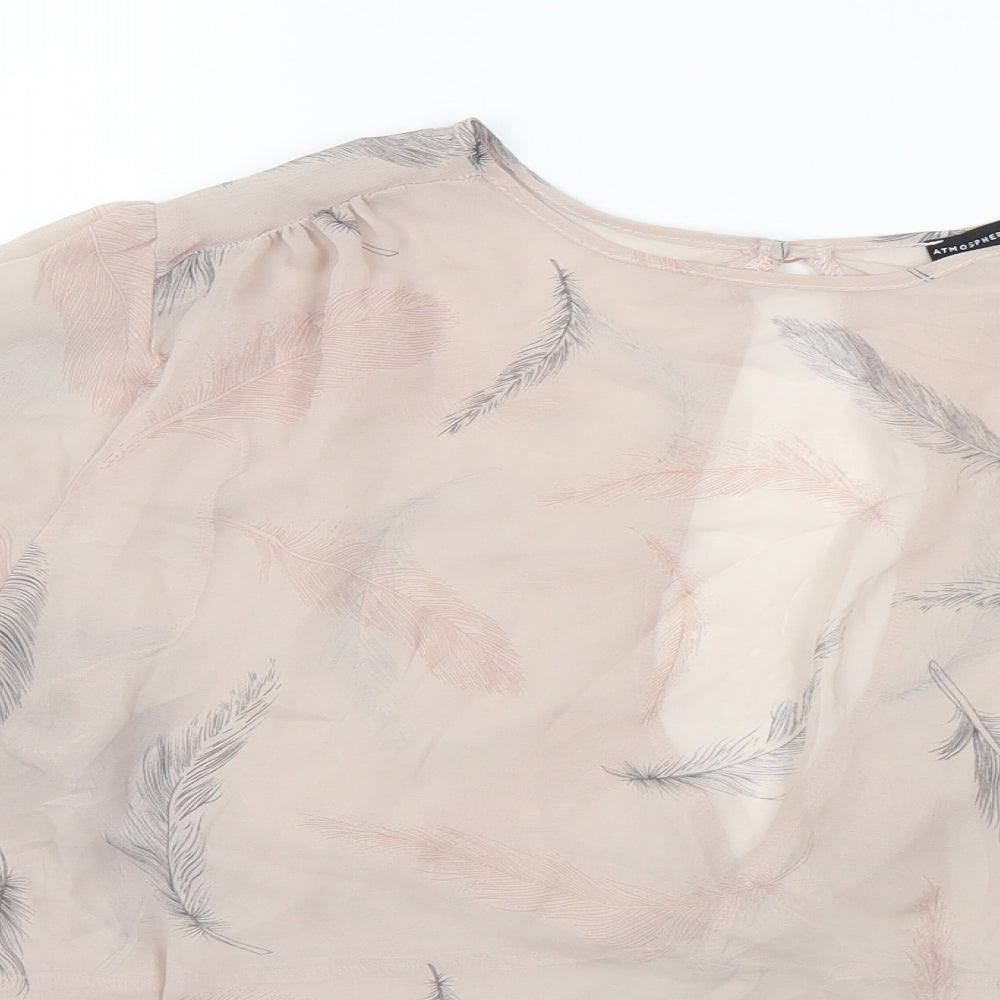 Primark Womens Multicoloured Floral Polyester Basic Blouse Size 16 Round Neck - Sheer