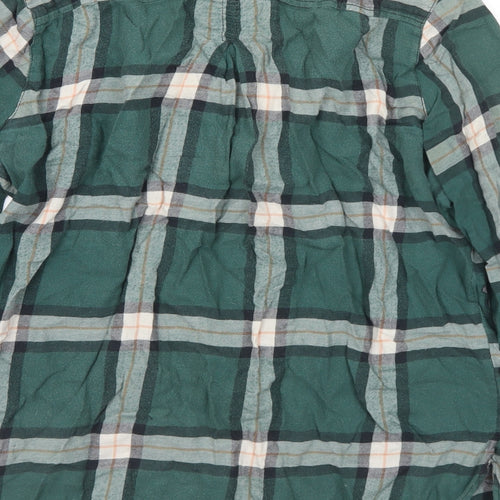 H&M Womens Green Plaid Cotton Basic Button-Up Size 10 Collared