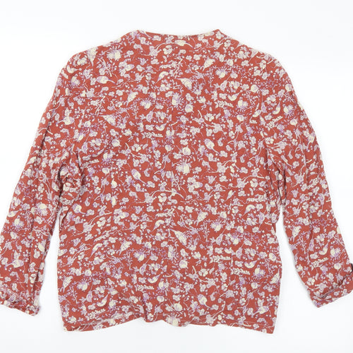 Daisy Collection Womens Multicoloured Floral Viscose Basic Blouse Size 12 V-Neck