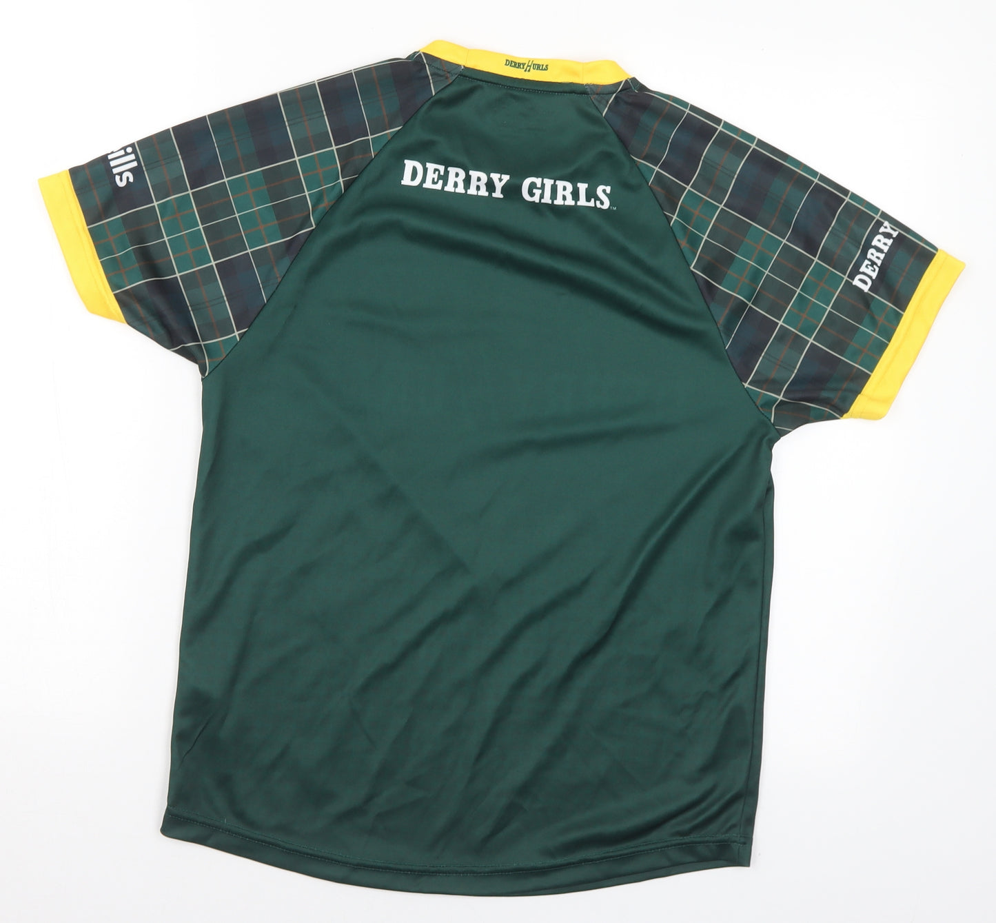 O'Neill Womens Multicoloured Check Polyester Basic T-Shirt Size 8 Crew Neck - Derry Girls